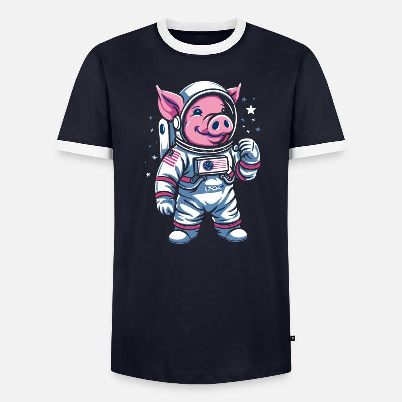 Petit Cochon : Cochon Astronaute T-shirt contrasté Homme