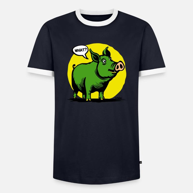 Drôle de cochon jaune et vert, hein ? T-shirt contrasté Homme