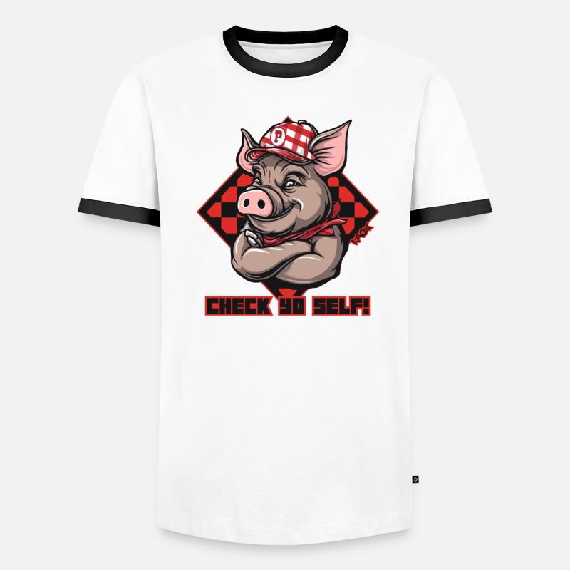 Check Yourself, Trucker Hat Pig Men's Ringer Shirt