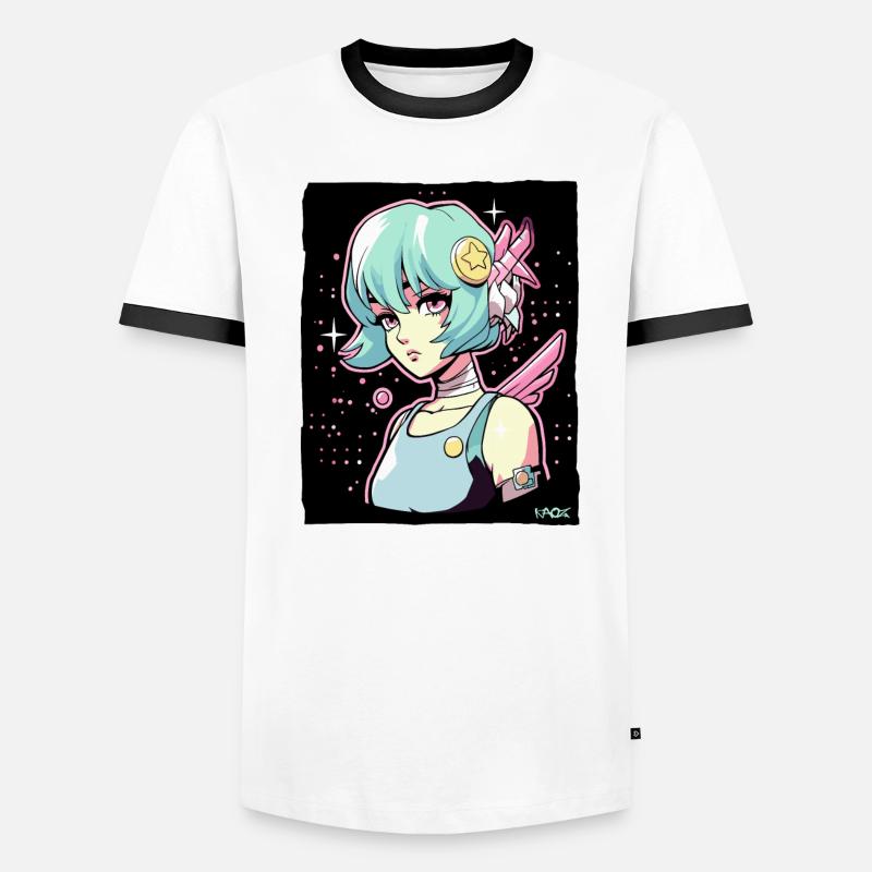 Coole Anime Sci-Fi-Cyborg-Mädchen Männer Kontrast-T-Shirt
