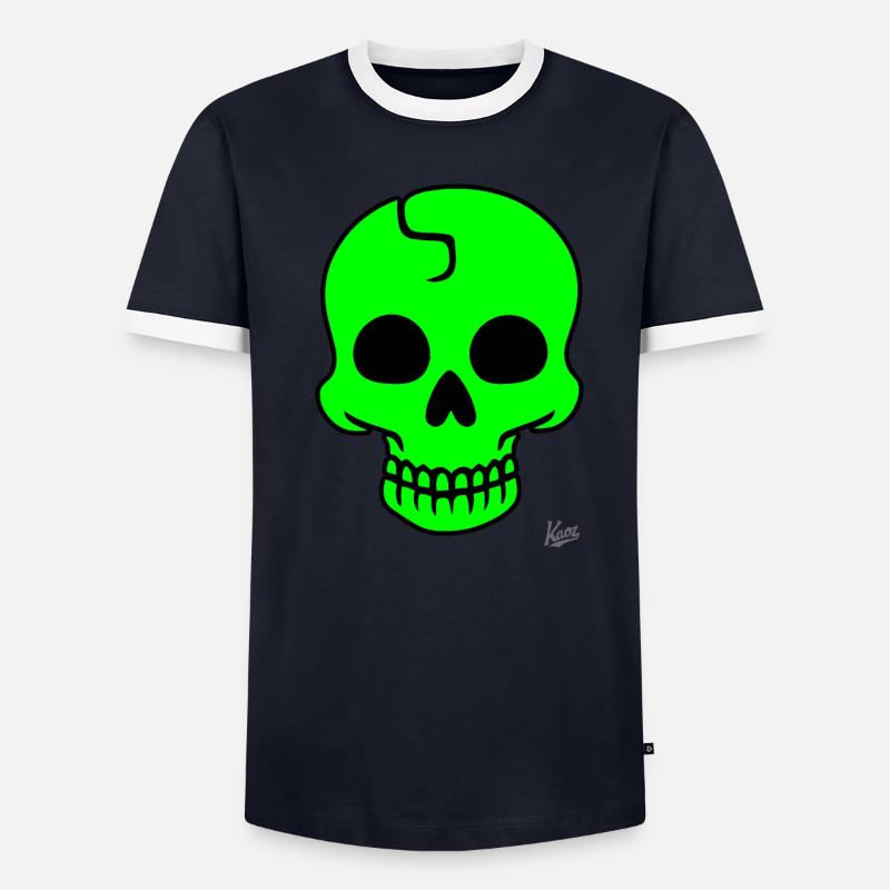 Teschio verde lime - Maglietta Contrast da uomo - undefined