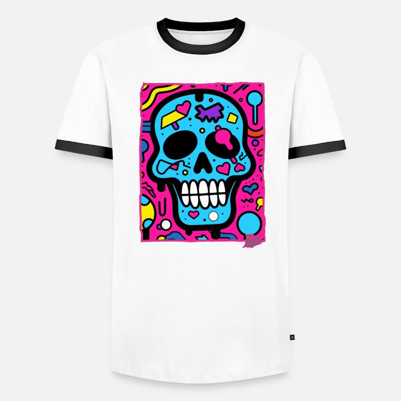 Tout simplement cool : crâne pop art avec une touche d’originalité T-shirt contrasté Homme