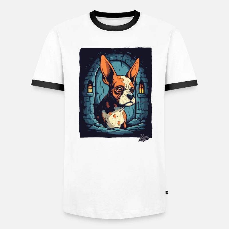 Petit chien mignon cool dans le donjon T-shirt contrasté Homme