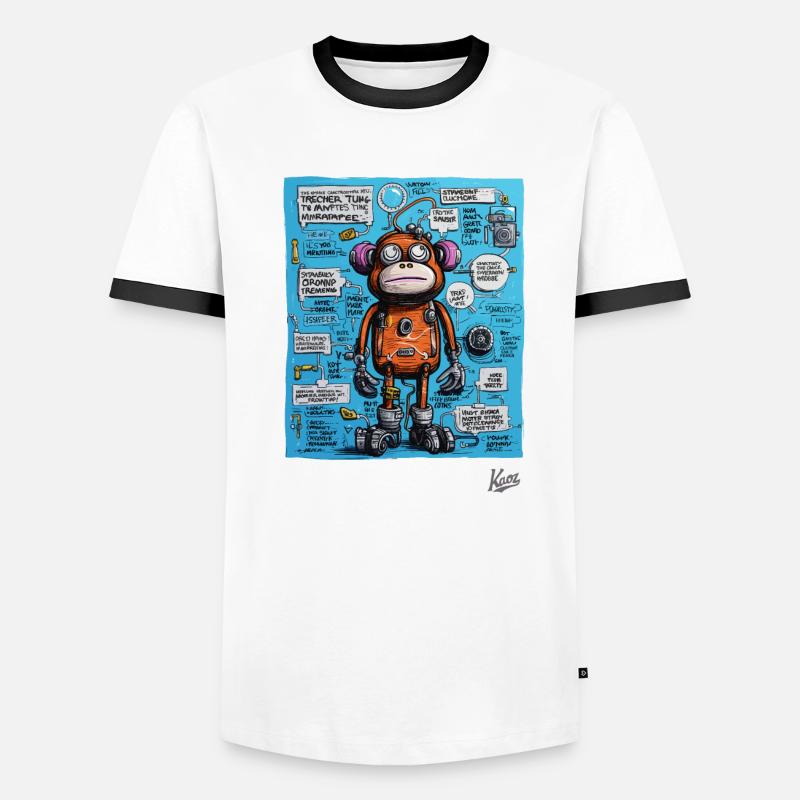 Funny, funky robot monkey Men's Ringer Shirt
