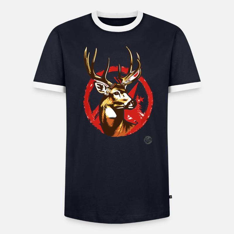 Soviétique-communiste : Propagande Hirsch T-shirt contrasté Homme
