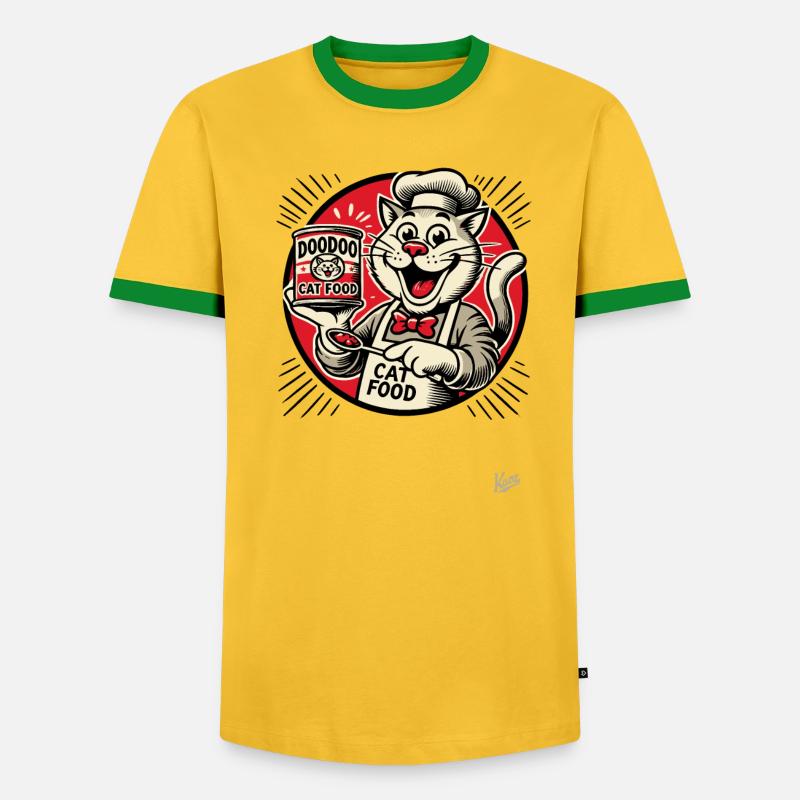 lecker DooDoo Katzenfutter mit Koch-Katze - Männer Kontrast-T-Shirt - undefined