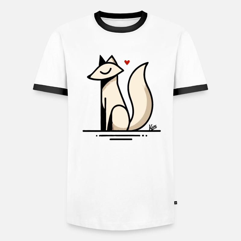 Fuchs Liebe mit Herz Männer Kontrast-T-Shirt