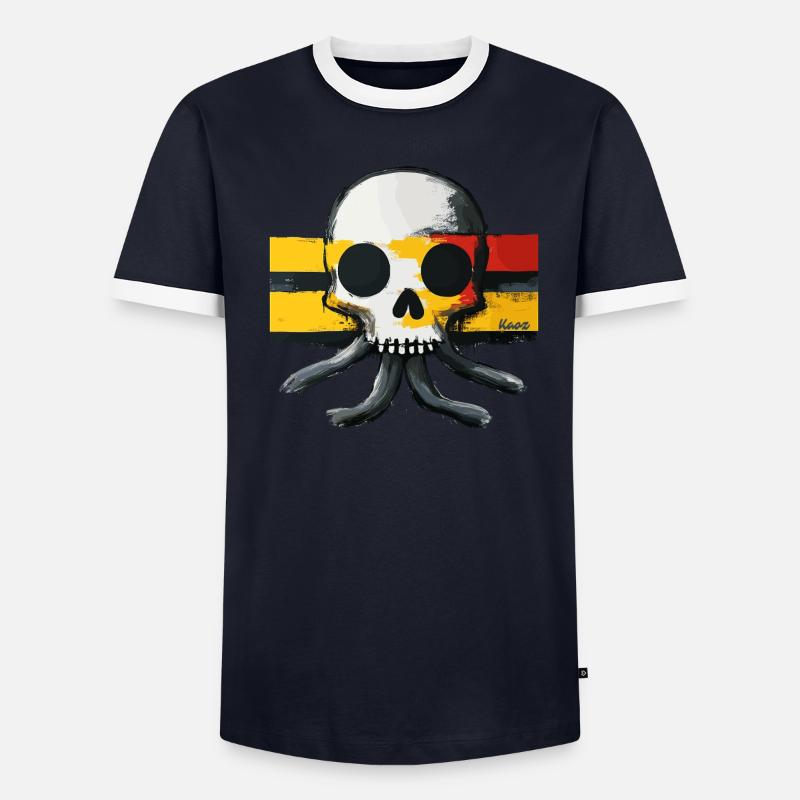 Crâne avec tentacules et drapeau T-shirt contrasté Homme