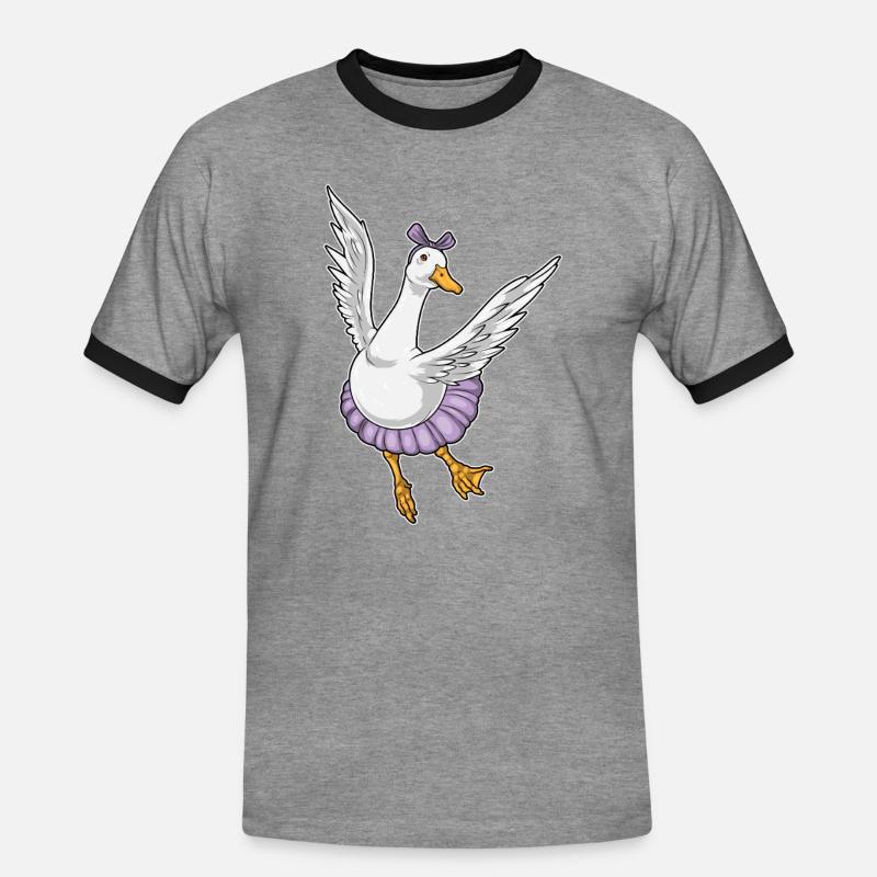 Duck Ballerina Ballet Dance - Men's Ringer Shirt - heather grey/black