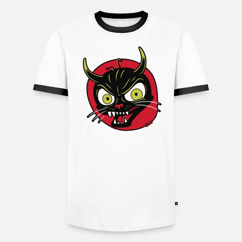 Devilish grimace of a devil cat Men's Ringer Shirt