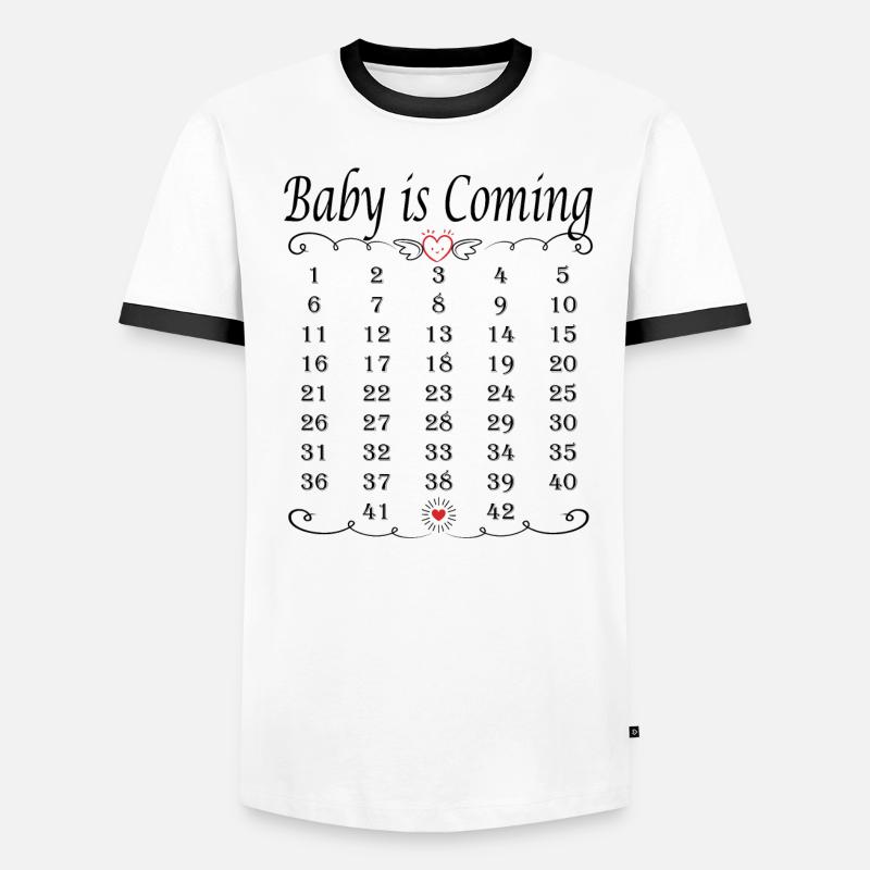 Maman Bébé Calendrier Compte à rebours Grossesse comme T-shirt contrasté Homme