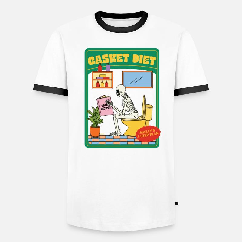 Casket Diet - Vegan Recipes - Skelly's 3 Step Plan Men's Ringer Shirt