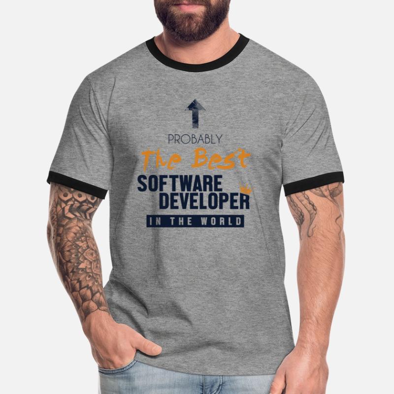 Best Software Developer World Developer Coder T-shirt contrasté Homme