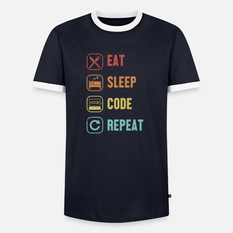 Eat Sleep Code Repeat Software Engineer Coder T-shirt contrasté Homme