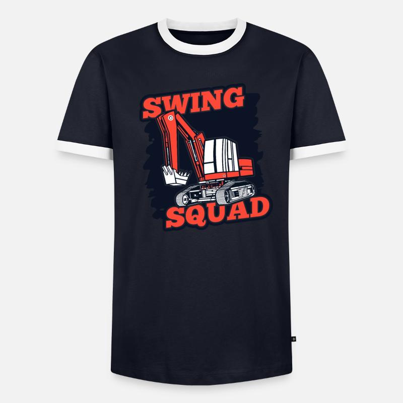 Swing Squad Crawler Excavator Duty Cycle Crane Men's Ringer Shirt