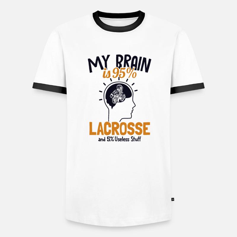 Mon cerveau est composé à 95 % de crosse Polocrosse Intercrosse T-shirt contrasté Homme