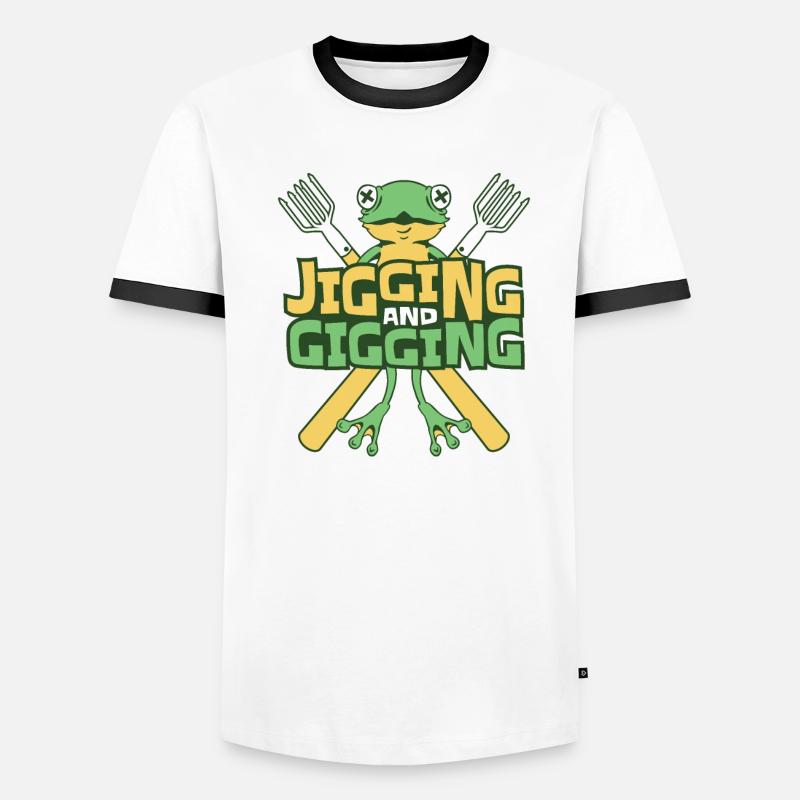 Jigging And Gigging Toad Tadpole Frog Catcher Men's Ringer Shirt