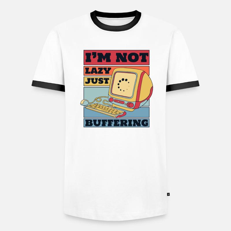 No Lazy Just Buffering Admin IT Operations Men's Ringer Shirt
