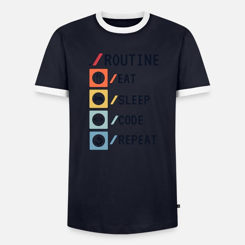 Routine Eat Sleep Code Repeat Developer Coder T-shirt contrasté Homme