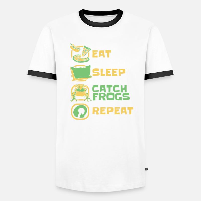 Eat Sleep Catch Frogs Repeat Toad Tadpole Men's Ringer Shirt