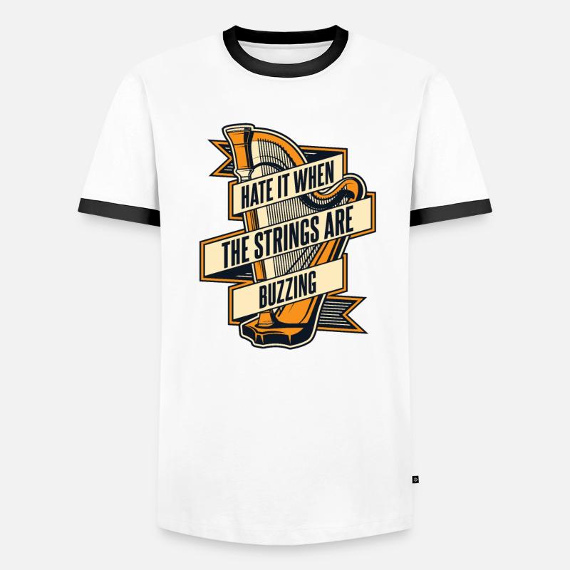 Hate It When The Strings Are Buzzing Harp Men's Ringer Shirt