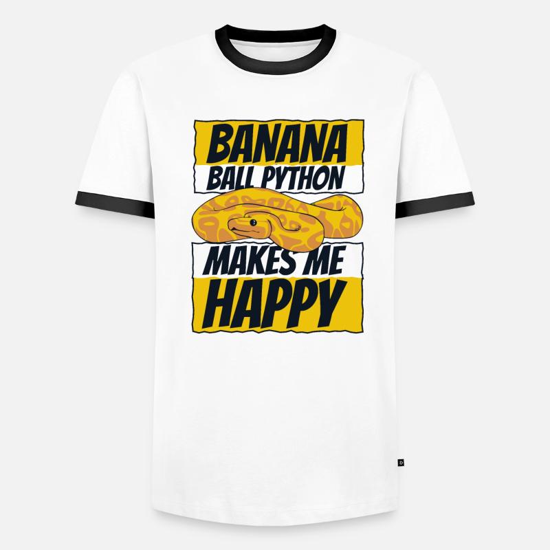 Makes Me Happy Schlange Python Banana Ball Python Männer Kontrast-T-Shirt