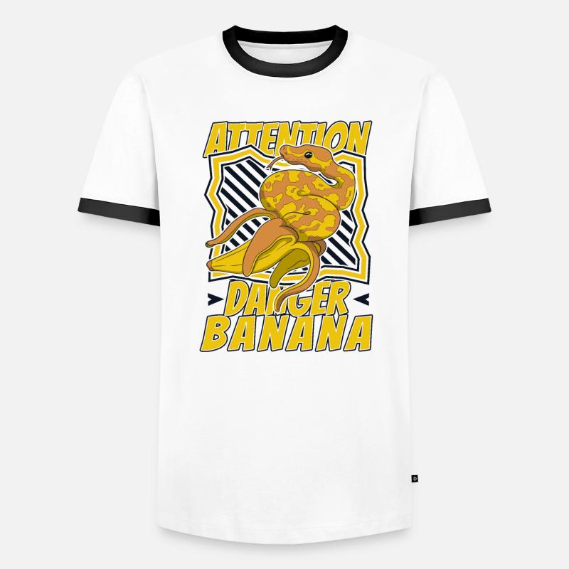 Attention Danger Banana Python Schlange Banana Männer Kontrast-T-Shirt