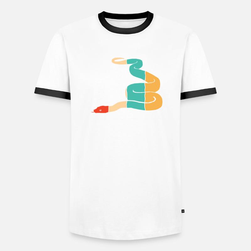 Rétro Scale Creepers Python Snake Banana T-shirt contrasté Homme