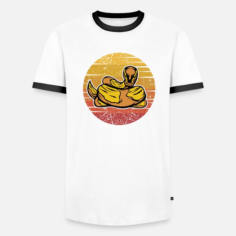 Retro Python Schlange Schuppenkriechtiere Banana Männer Kontrast-T-Shirt