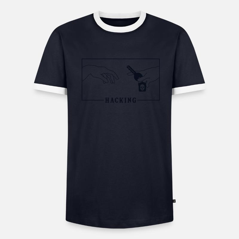 Michelangelo Creation of Adam Hacking Sniffer Männer Kontrast-T-Shirt