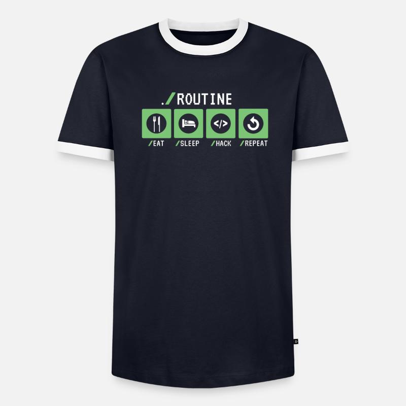 Routine Eat Sleep Hack Répéter Sniffer Phishing T-shirt contrasté Homme