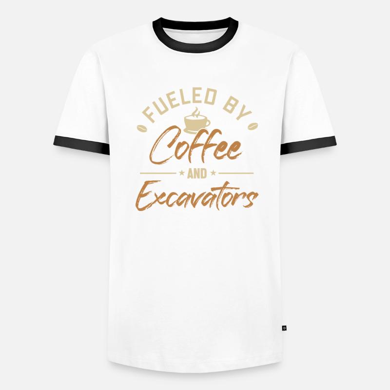 Alimenté par la grue sur chenilles à cycle d’utilisation du café et des pelles hydrauliques T-shirt contrasté Homme