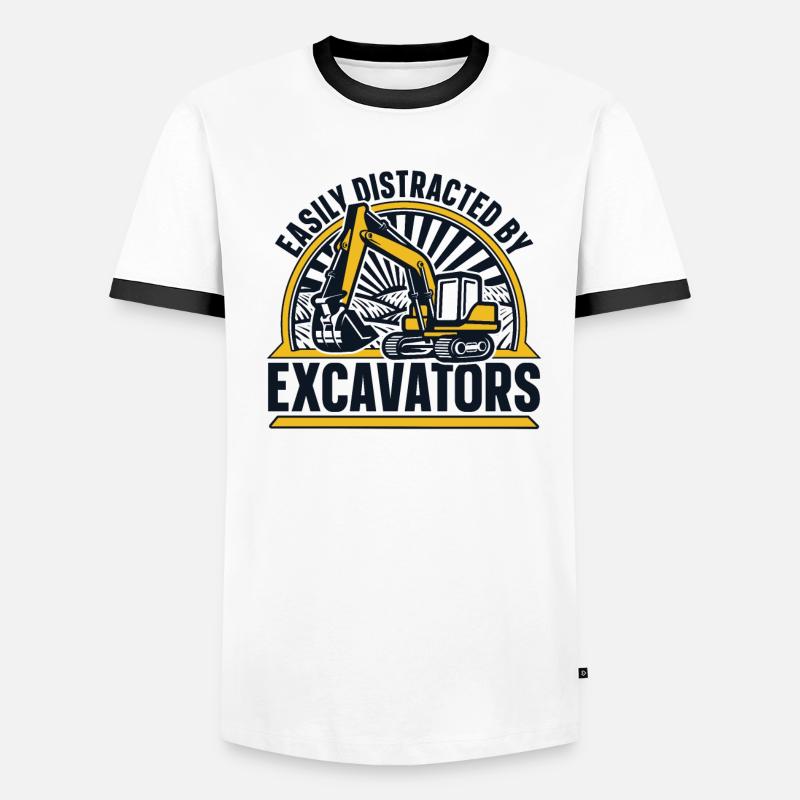 Easily Distracted By Excavators Crawler Excavator Men's Ringer Shirt