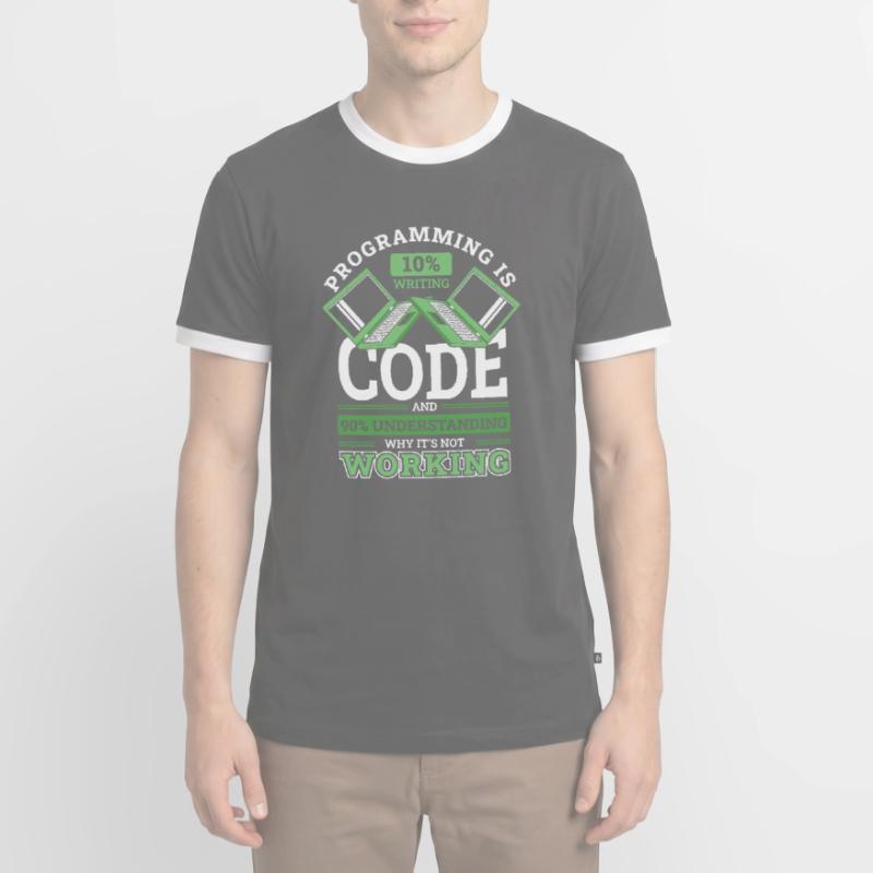 Programming 10% Writing 90% Not Working Coder Men's Ringer Shirt