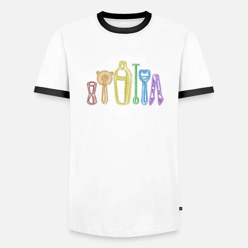 Bartender LGBT Rainbow Mixologist Bartender Barmaid Men's Ringer Shirt