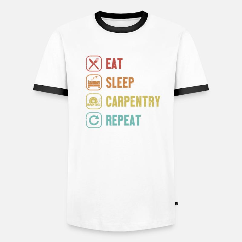 Manger Dormir Menuiserie Répéter Charpentier T-shirt contrasté Homme