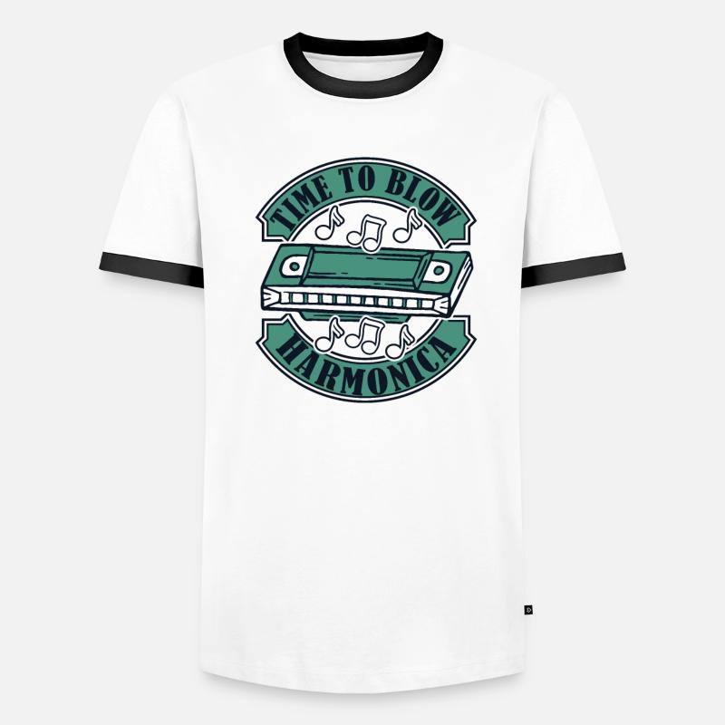 Il est temps de souffler Harmonica Bouche Harmoniste Harmonist T-shirt contrasté Homme
