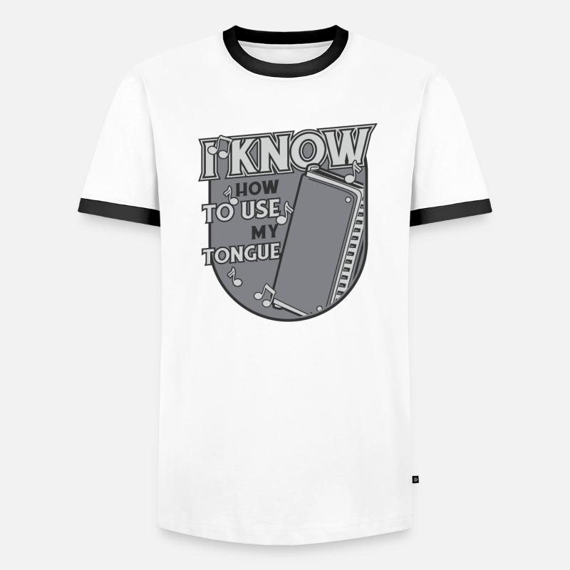 Je sais comment utiliser ma bouche harmoniciste de langue T-shirt contrasté Homme