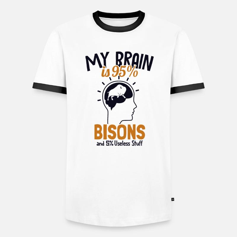 Mon cerveau est composé à 95 % de bisons Bisons de bison d’Amérique de Buffalo T-shirt contrasté Homme