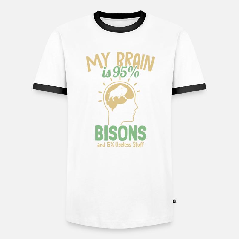 Mon cerveau est composé à 95 % de bisons Bisons de bison d’Amérique de Buffalo T-shirt contrasté Homme