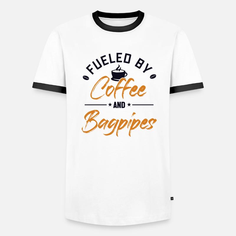 Alimenté par le café et la cornemuse Blowpipe Player T-shirt contrasté Homme