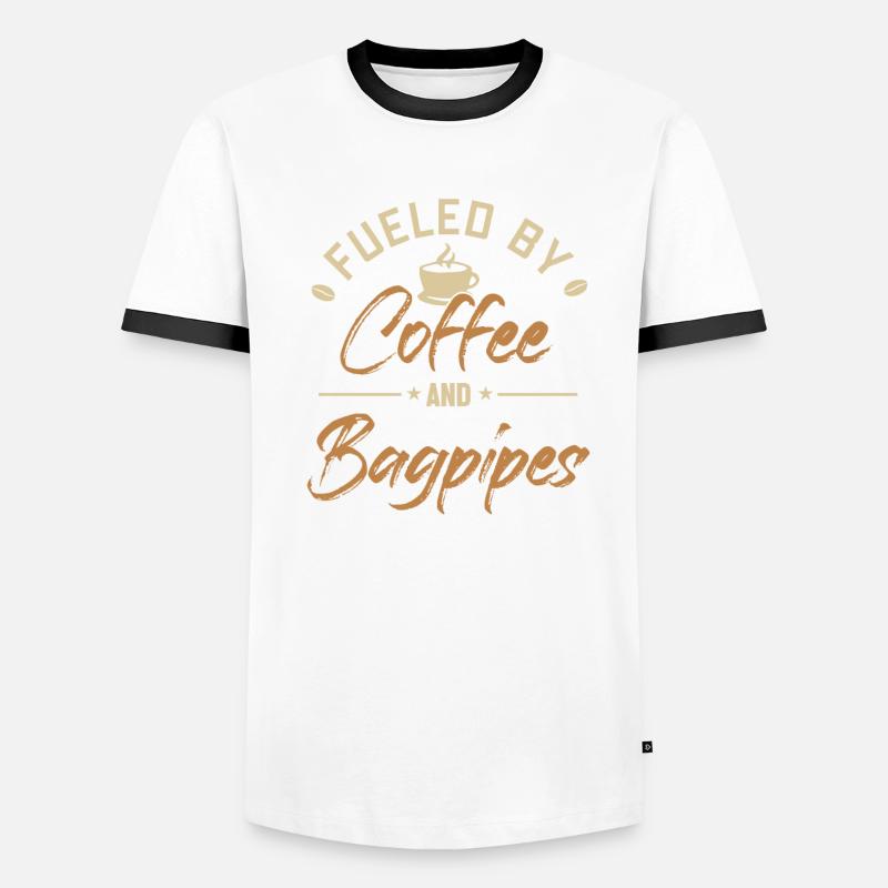 Alimenté par le café et la cornemuse Blowpipe Player T-shirt contrasté Homme