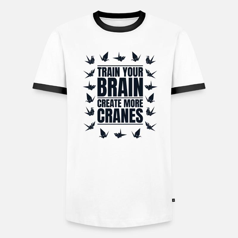 Train Your Brain Create More Cranes Folding Owl Men's Ringer Shirt