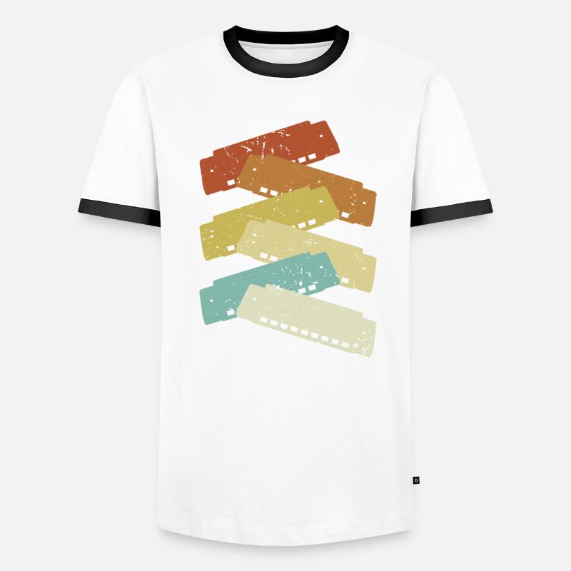 Harmoniste rétro Harmoniciste Harpe à bouche Harmonica T-shirt contrasté Homme