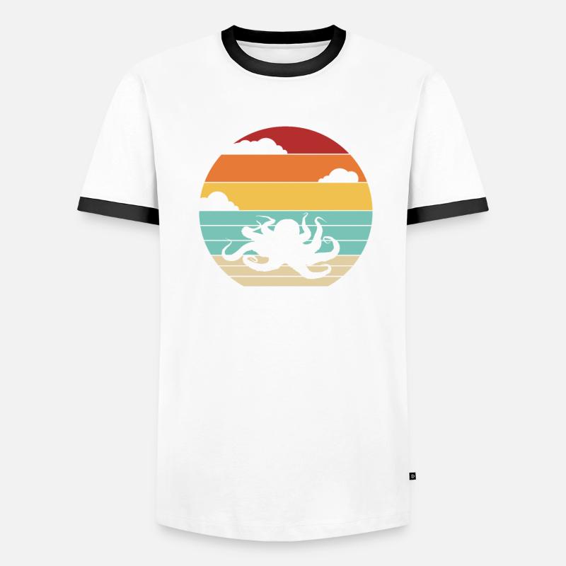 Rétro Céphalopode Octopodes Octopoda Lover Octopus T-shirt contrasté Homme