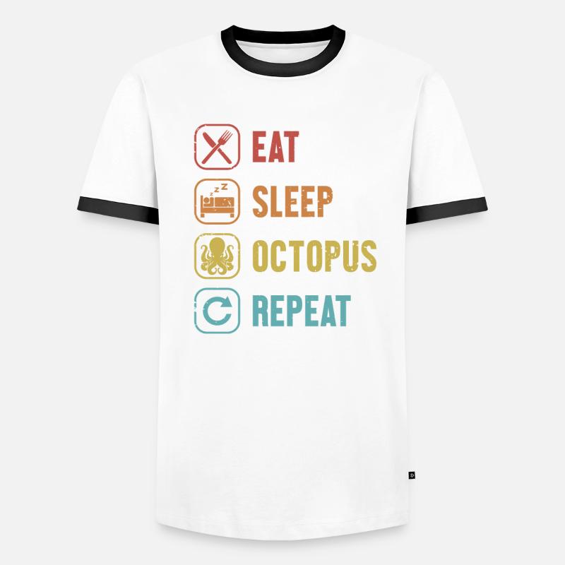 Manger Dormir Octopus Répéter Cephalopoda Octopodes T-shirt contrasté Homme