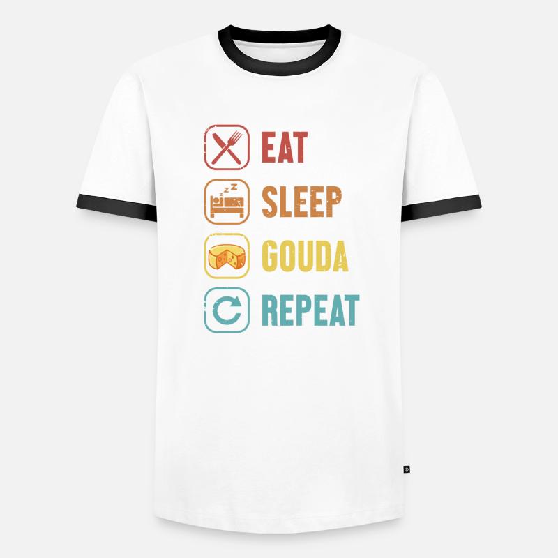 Manger Dormir Gouda Répéter Queso Fromager T-shirt contrasté Homme
