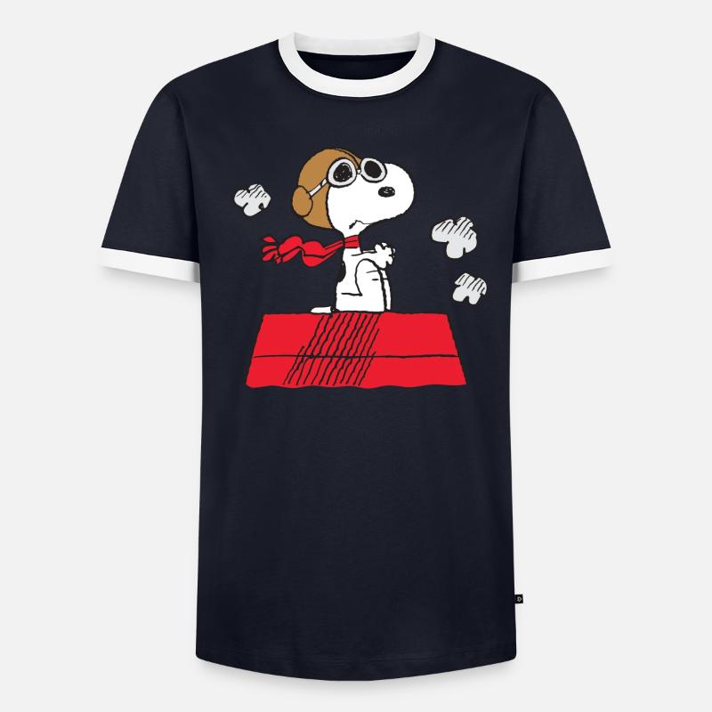 Peanuts Snoopy Pilot Fliegen Männer Kontrast-T-Shirt