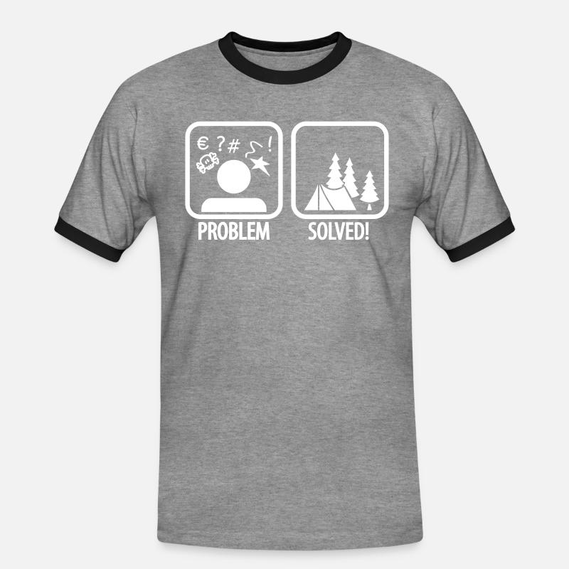 problem solved - camping - Männer Kontrast-T-Shirt - Grau meliert/Schwarz