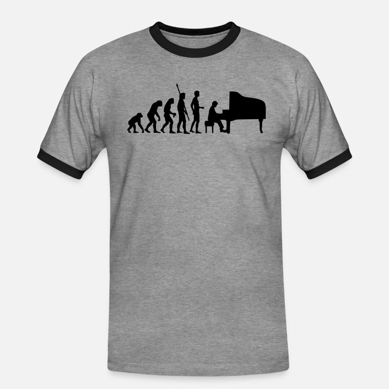 evolution_pianist - T-shirt contrasté Homme - gris chiné/noir